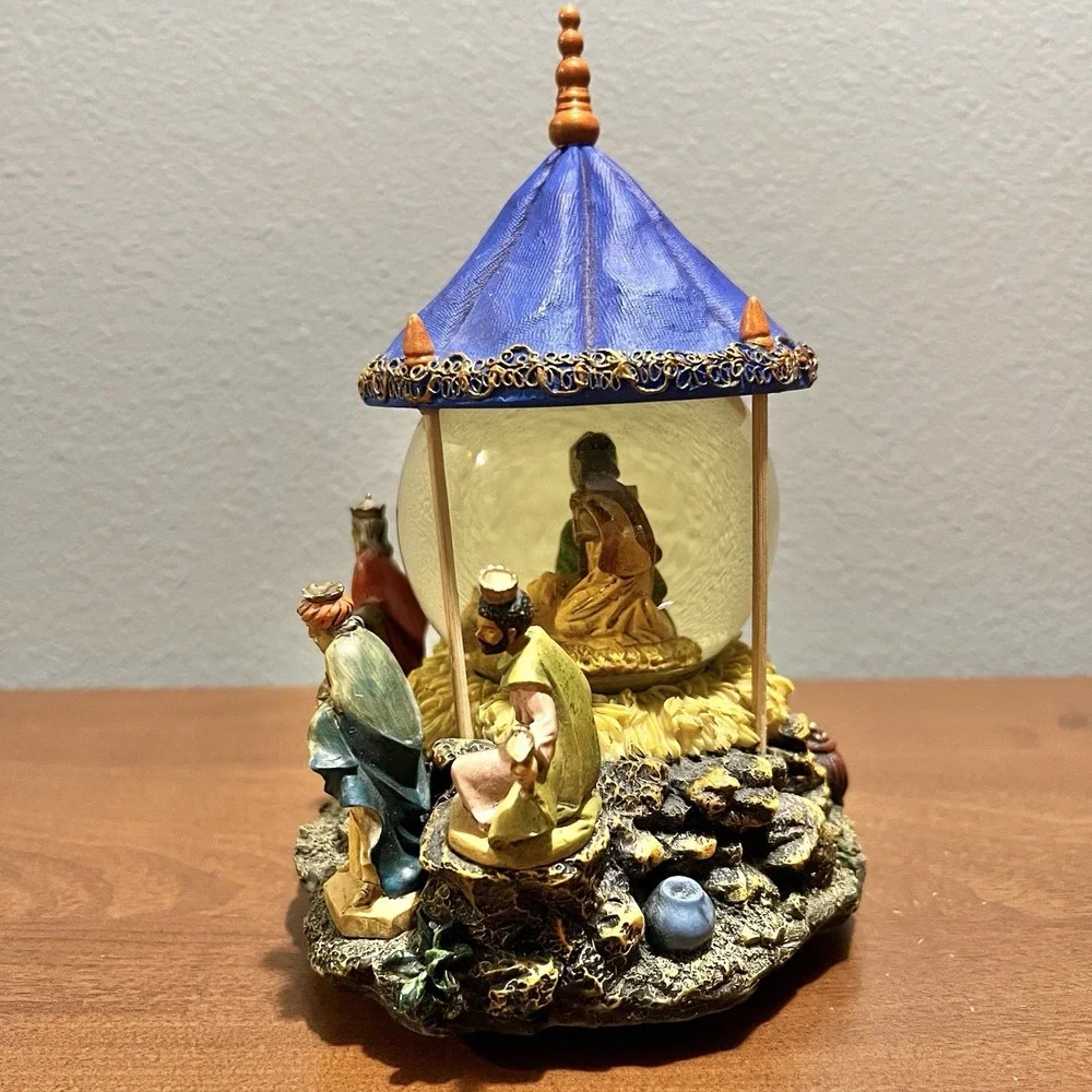 Fontanini Renaissance Nativity Musical Glitterdome 2005 We 3 Kings RARE MODEL‎